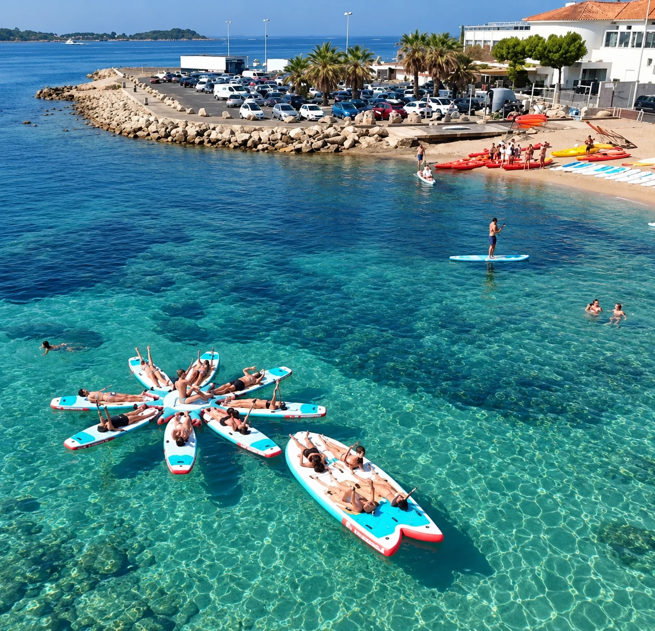 Séance de paddle yoga à Cannes