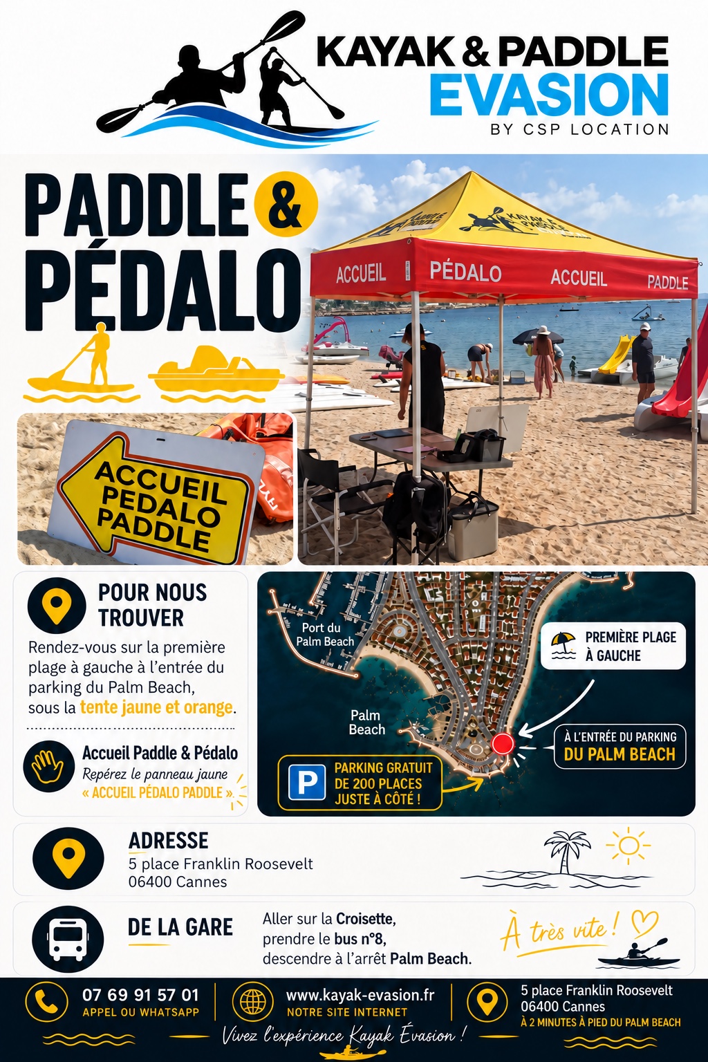 Plan d’accès à Paddle Évasion au Palm Beach à Cannes